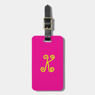 Chartreuse Yellow Neon Hot Pink Monogram Script Gepäckanhänger