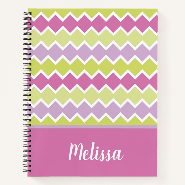 Chartreuse Yellow Pink Personalisiert Notizbuch (Vorderseite)