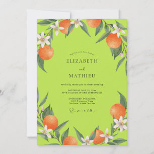 Chartreuse-Zitrus-Orangen-Eukalyptus-Hochzeit Einladung