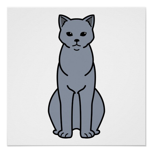 Chartreux Cat Cartoon Poster (Vorderseite)