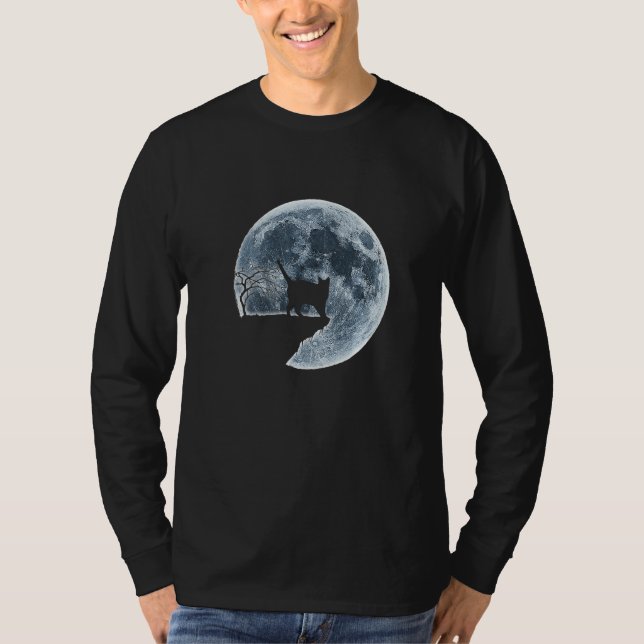 Chartreux Halloween Costume Moon Silhouette T-Shirt (Vorderseite)