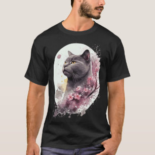 Chartreux-Katze Japanische Kirschblüte Sakura Katz T-Shirt