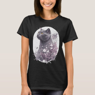Chartreux-Katze Japanische Kirschblüten Florale Sa T-Shirt