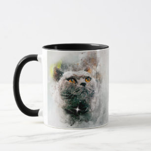 Chartreux Katze und Schnee Tasse