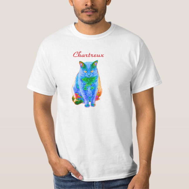 Chartreux Katzen-Neon-T - Shirt (Vorderseite)