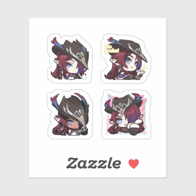 Chasca Genshin Impact 4er Stickerbogen Aufkleber (Blatt)