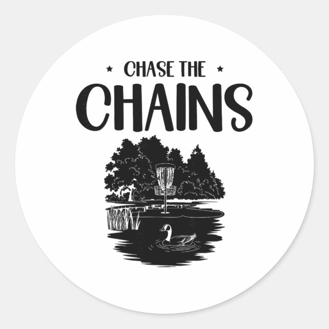 Chase The Chains Disc Golf Frisbee Kunst  Runder Aufkleber (Vorderseite)