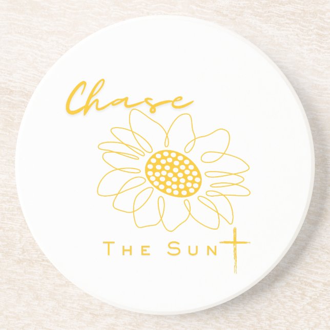 "Chase the Sun" Sunflower Stone Coaster Getränkeuntersetzer (Vorne)