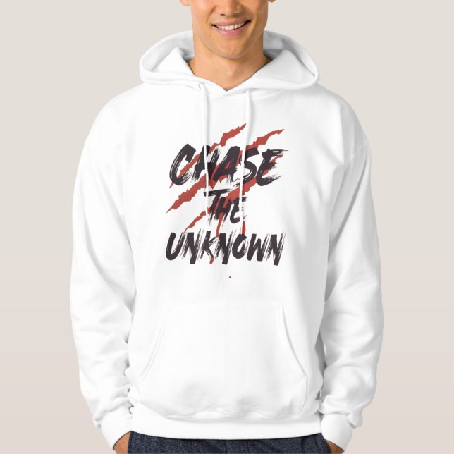 Chase The Unknown– Urban Grunge Streetwear Graphic Hoodie (Vorderseite)