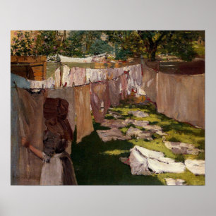 Chase - Waschtag, Hinterhof, Brooklyn 1886 Poster