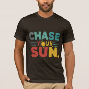 Chase your Sun" Lebhafter Regenbogen-T - Shirt
