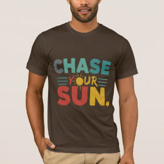 Chase your Sun" Lebhafter Regenbogen-T - Shirt