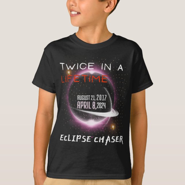 Chaser Solar Eclipse 2024 Funny zweimal im Leben T-Shirt (Vorderseite)