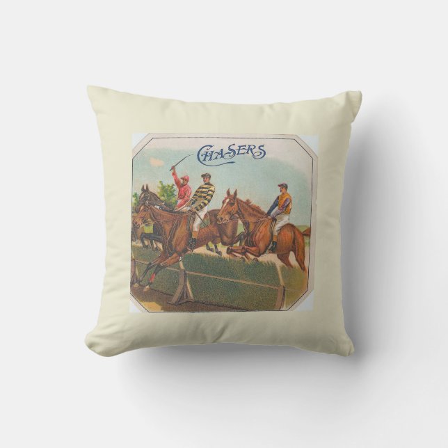 Chasers Vintages Pferderennen Kissen (Vorderseite)
