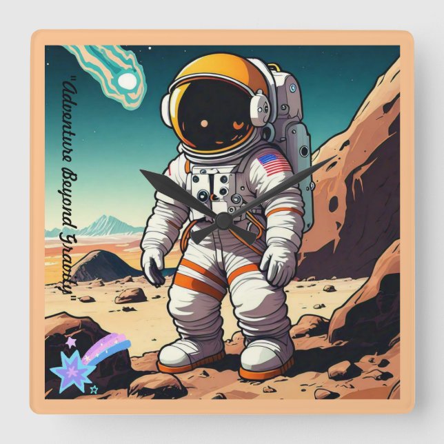 "Chasing Celestial Dreams" Quadratische Wanduhr (Vorderseite)