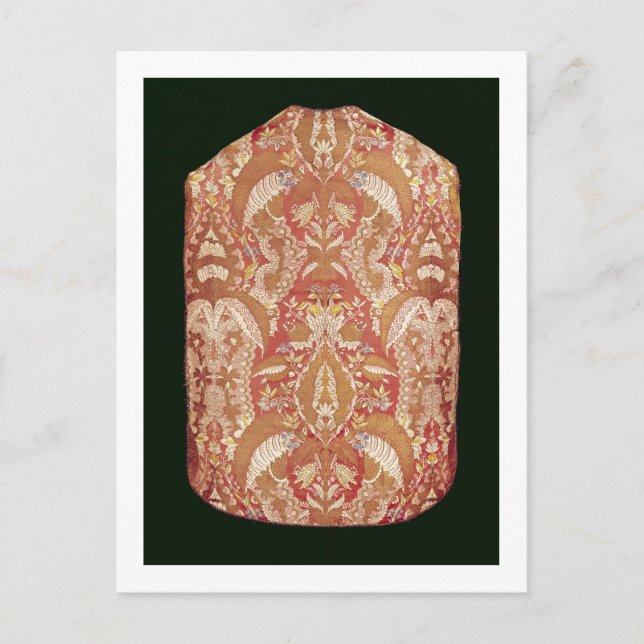 Chasuble, Spitzenseide, gemustert, Frankreich, c.1 Postkarte (Vorderseite)