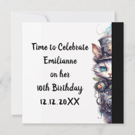 Chat 1 Kitten und top hat Aquarell Einladung