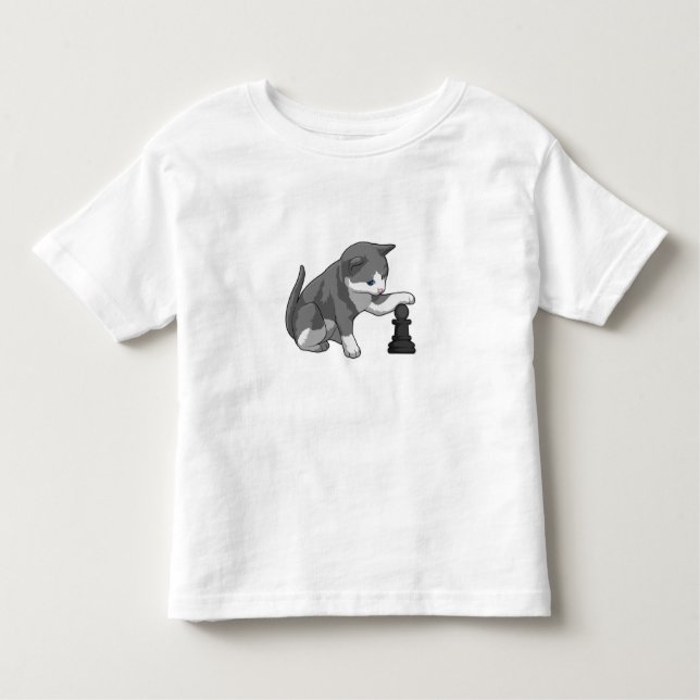 Chat am Schach mit Schachstück Bishop Kleinkind T-shirt (Vorderseite)