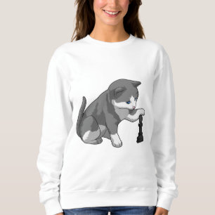 Chat am Schach mit Schachstück Bishop Sweatshirt