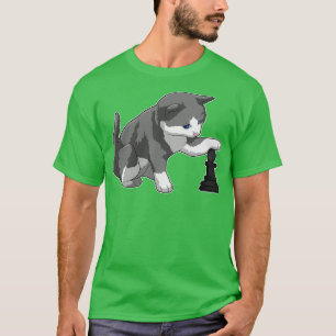 Chat am Schach mit Schachstück Bishop T-Shirt