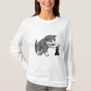 Chat am Schach mit Schachstück Bishop T-Shirt
