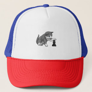 Chat am Schach mit Schachstück Bishop Truckerkappe