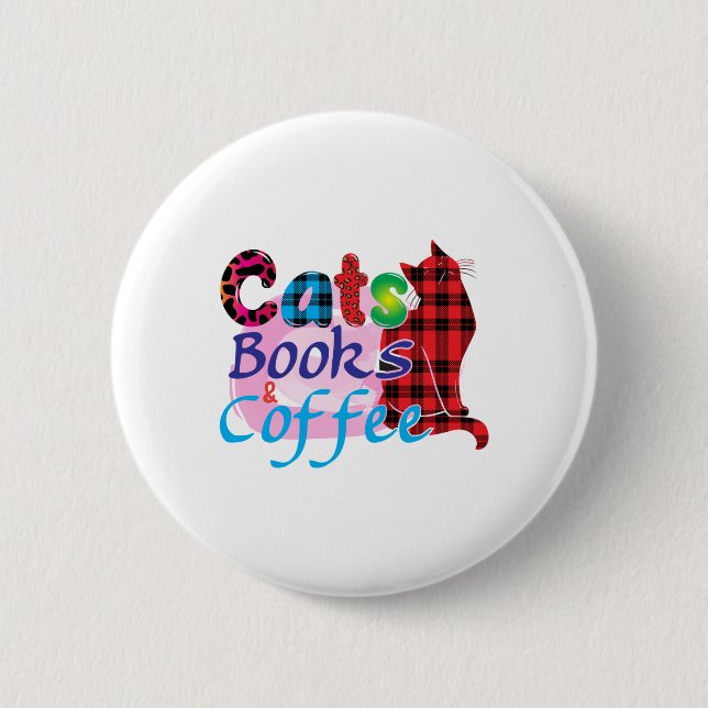 Chat Art Cats Books Coffee_2 Button (Vorderseite)