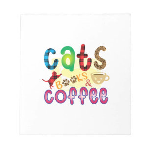 Chat Art Cats Bücher Kaffee Notizblock