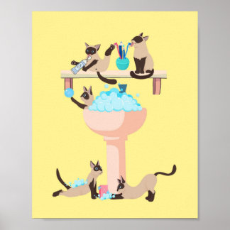 Chat Badezimmermauer Kunst Poster