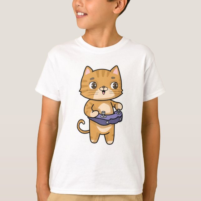 Chat beim Spielen mit Controller T-Shirt (Vorderseite)