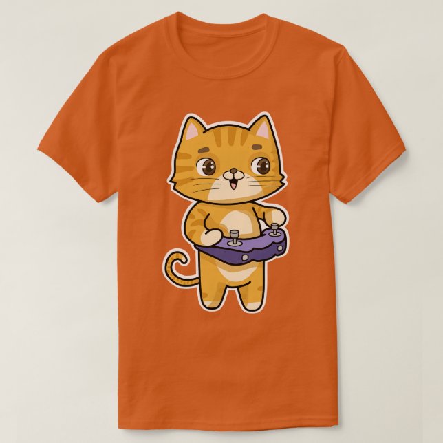 Chat beim Spielen mit Controller T-Shirt (Design vorne)