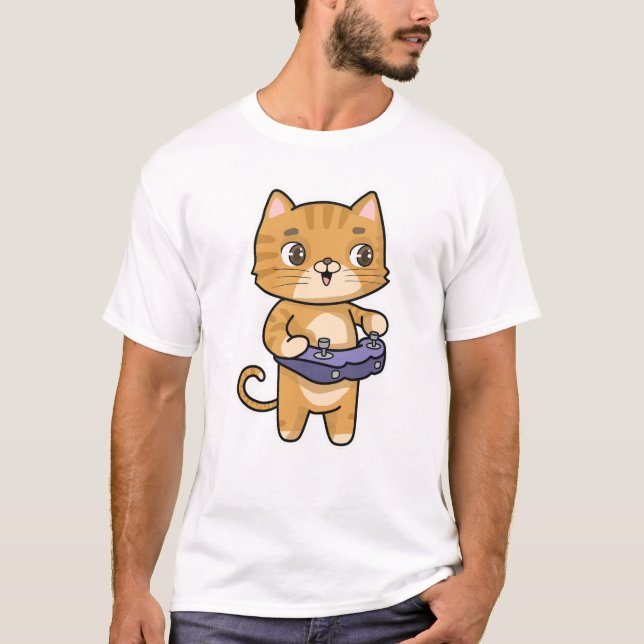 Chat beim Spielen mit Controller T-Shirt (Vorderseite)