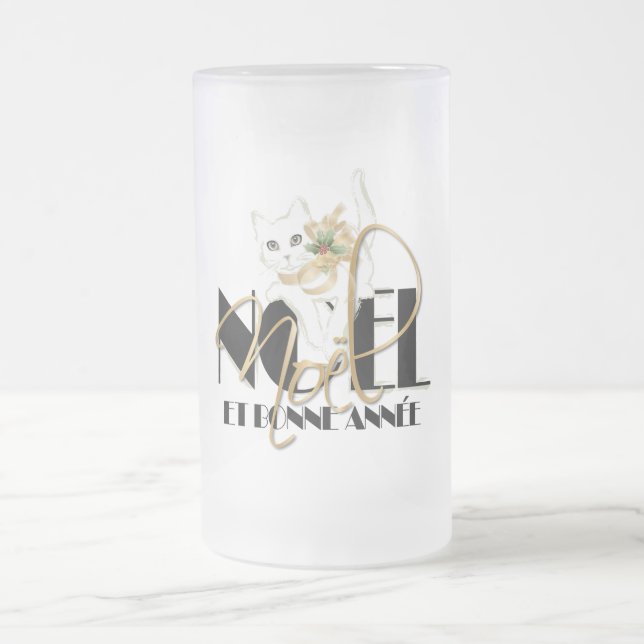Chat Blanc, Noël und Bonne Année Mattglas Bierglas (Mittel)