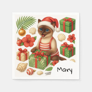 Chat Christmas Summer July Pool Party Serviette