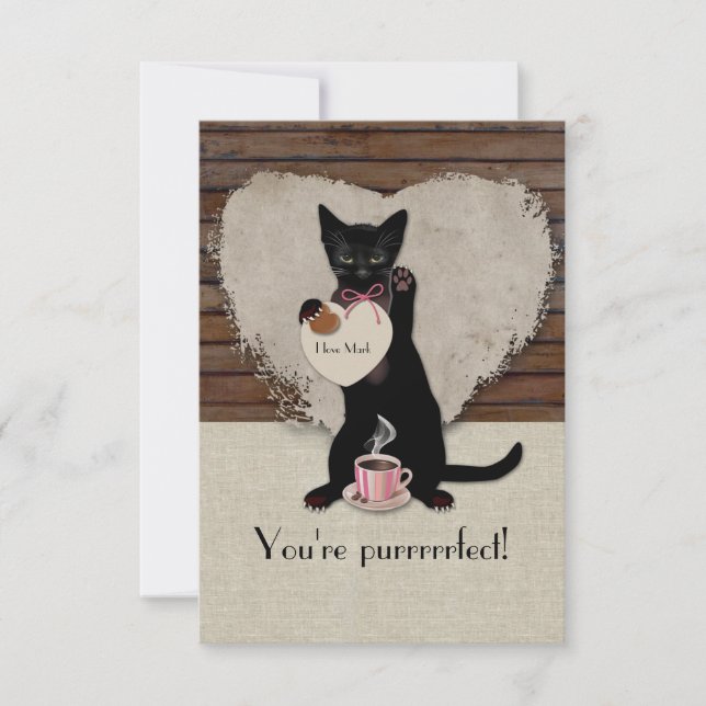 Chat Coffee Personalisiert Valentine Card (Vorderseite)