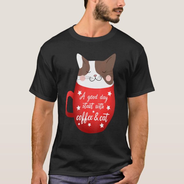 Chat Coffee Tasse Chat T-Shirt (Vorderseite)