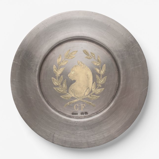 Chat d'Argent Antique Gold & Silber-Papierteller Pappteller (Vorderseite)