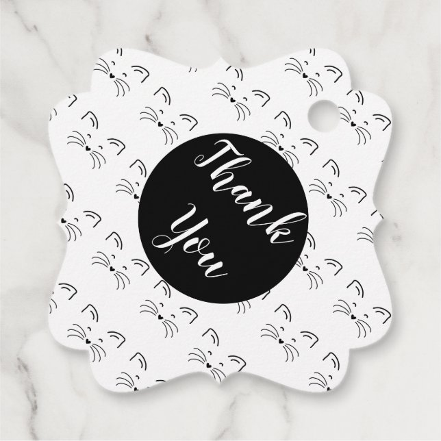 Chat-Gesicht einfache Linie Geschenkanhänger (Rückseite)