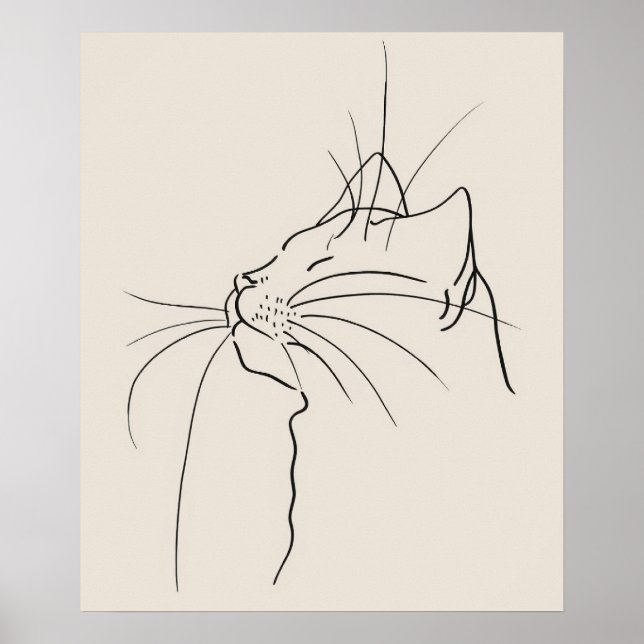 Chat Gesicht minimalistische moderne Linie Kunst Poster (Vorne)