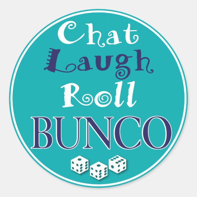 Chat, lachen, rollen - bunco runder aufkleber (Vorderseite)