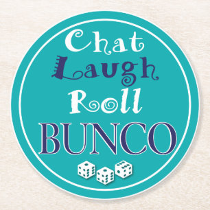 Chat Laugh Roll Bunco Party Girl Night Runder Pappuntersetzer