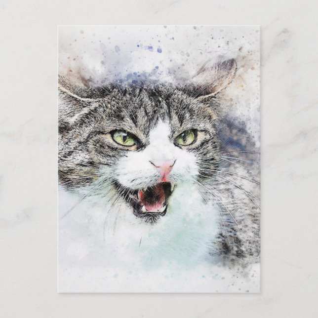 Chat-Lieblingskunst abstrakte Aquarellkunst Postkarte (Vorderseite)