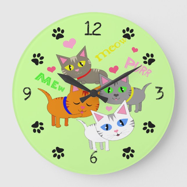 Chat Lover Wall Clock Große Wanduhr (Vorderseite)