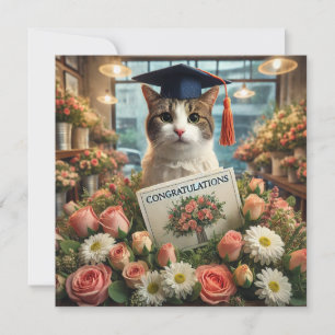 Chat mit Blume mit Glückwunschkarte