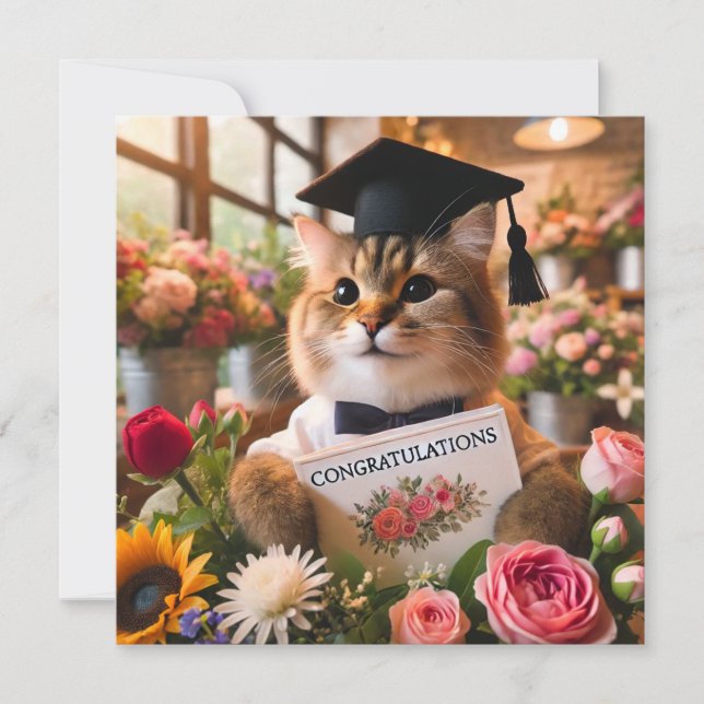 Chat mit Blume mit Glückwunschkarte (Vorderseite)