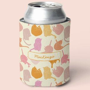 Chat Muster rosa Orange Personalisiert Dosenkühler