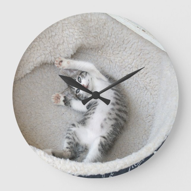 Chat Nickerchen Wall Clock Große Wanduhr (Vorderseite)