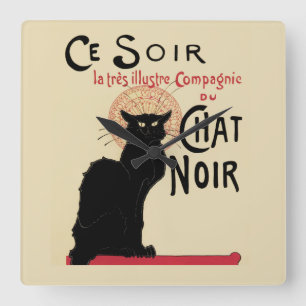 Chat Noir~Black Cat Quadratische Wanduhr