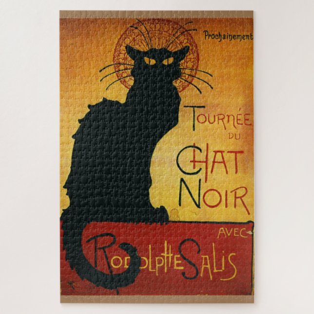 Chat Noir - Black Cat Vintag Alte Illustration Puzzle (Vertikal)