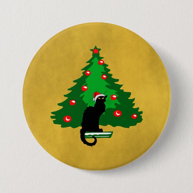 Chat Noir Christmas Button (Vorderseite)
